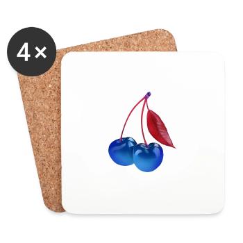 cherry,cherrie,graffiti,blue,painting,pop-art - Coasters (set of 4) - white - Front