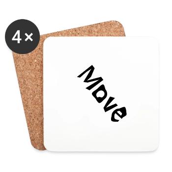 "Move" - Schriftzug - Untersetzer (4er-Set) - Weiß - Vorne
