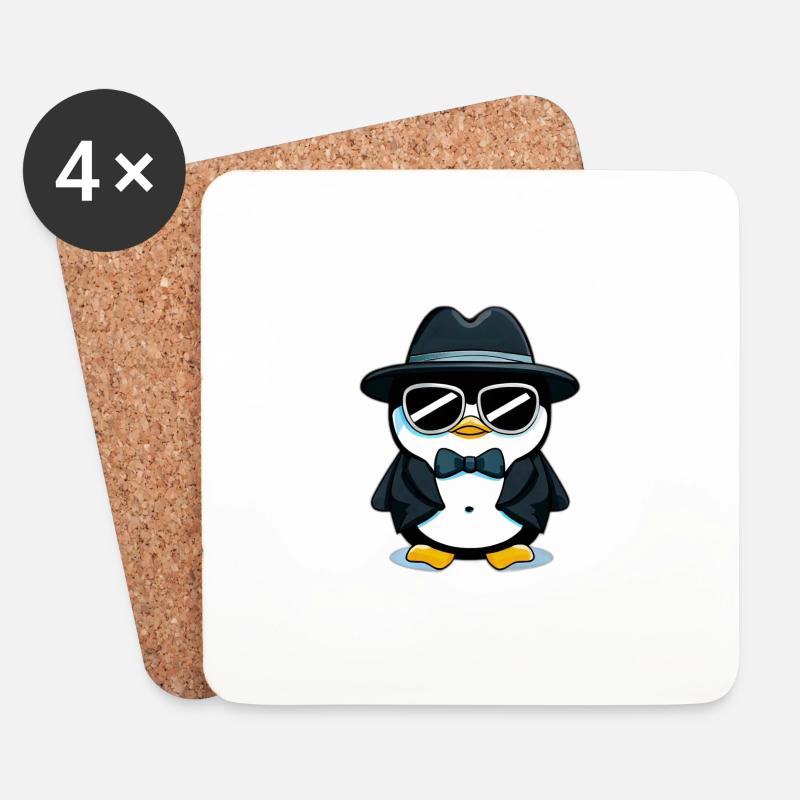 Pinguin - Untersetzer (4er-Set) - Weiß