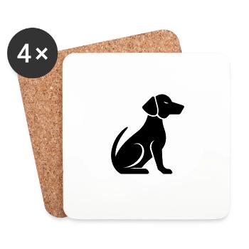 Chien - Dessous de verre (lot de 4) - blanc - Devant