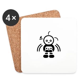 Petit robot - Dessous de verre (lot de 4) - blanc - Devant