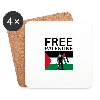 Free palestine | Guy with palestine flag - Coasters (set of 4) - white - Front