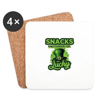 Des collations qui font que tous les jours se sentent chanceux pour la Saint-Patrick - Dessous de verre (lot de 4) - blanc - Devant
