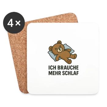 Teddy braucht mehr Schlaf - Untersetzer (4er-Set) - Weiß - Vorne