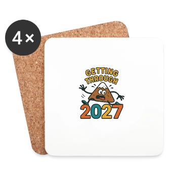 Traverser la montagne 2027 - Dessous de verre (lot de 4) - blanc - Devant