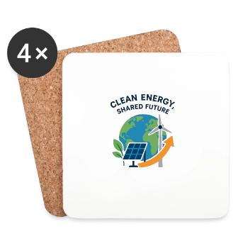 Planet Power: Saubere Energie-Kugel - Untersetzer (4er-Set) - Weiß - Vorne