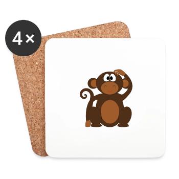 singe - Dessous de verre (lot de 4) - blanc - Devant
