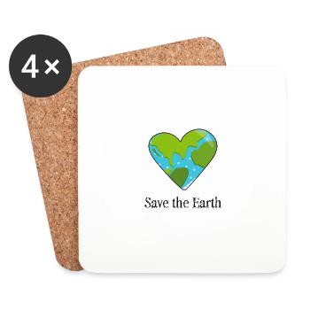 Sauvez la terre protection de l'environnement climat nature cadeau - Dessous de verre (lot de 4) - blanc - Devant