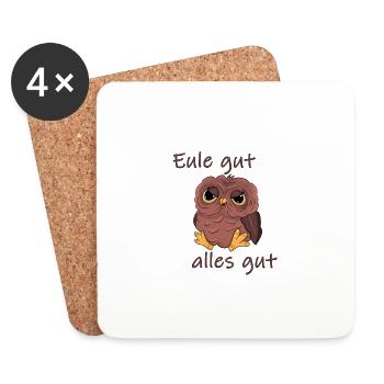 Eule gut alles gut coole Eule - Untersetzer (4er-Set) - Weiß - Vorne