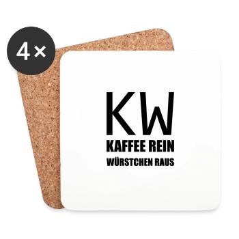Witziges Design "Kaffee rein .. Würstchen raus" - Untersetzer (4er-Set) - Weiß - Vorne