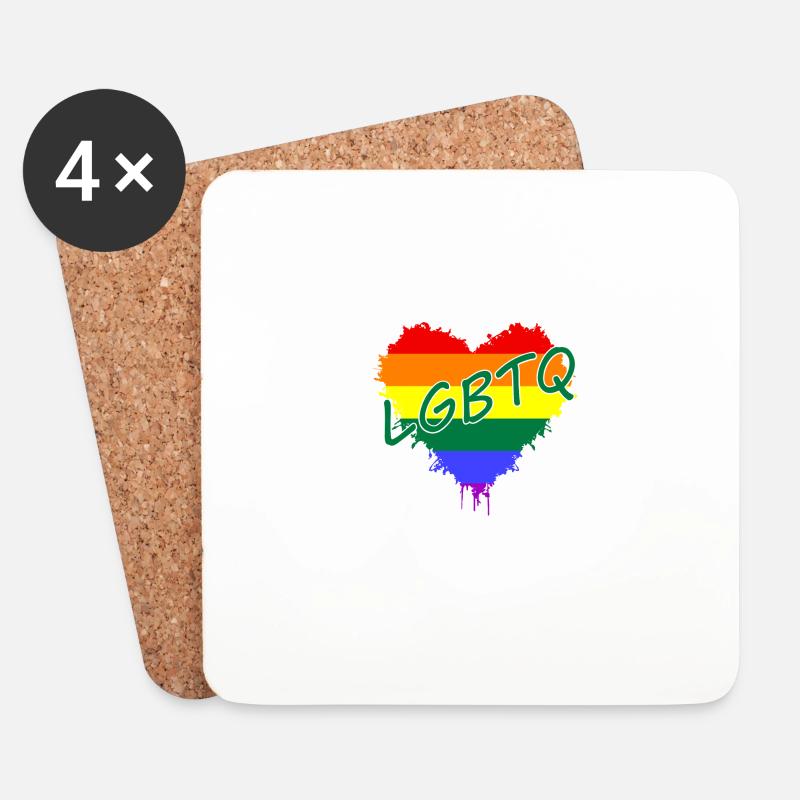 Herz LGBTQ heart lgbtq - Untersetzer (4er-Set) - Weiß