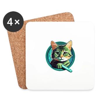 MagicCat - Dessous de verre (lot de 4) - blanc - Devant