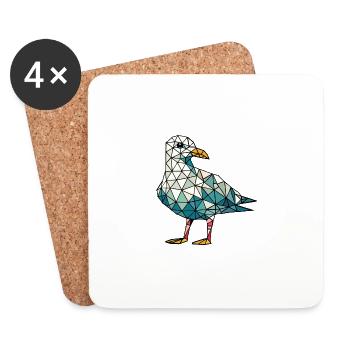 Comic North Sea Hamburg Polygon Seagull Bird Coast - Coasters (set of 4) - white - Front