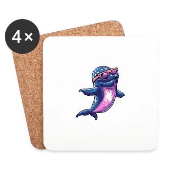 Baleine Cool Été - Dessous de verre (lot de 4) - blanc - Devant