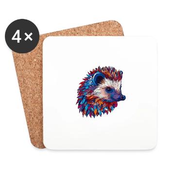 Igel Bunt - Untersetzer (4er-Set) - Weiß - Vorne