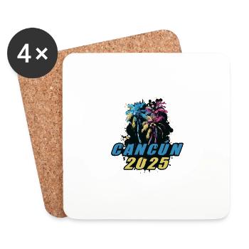 Cancun 2025 Holiday Palm Trees Colorful - Coasters (set of 4) - white - Front