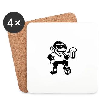 Monkey Footballer Beer - Coasters (set of 4) - white - Front