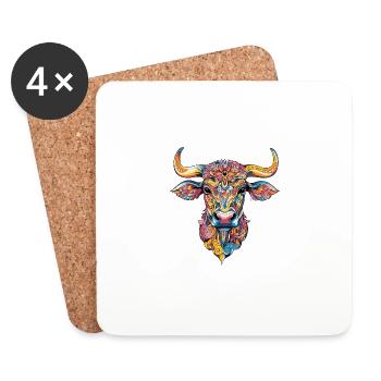 Bull Colorful - Coasters (set of 4) - white - Front