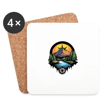 Mountains Compass - Coasters (set of 4) - white - Front