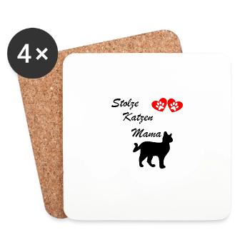 Katzen Mama Stolz - Untersetzer (4er-Set) - Weiß - Vorne