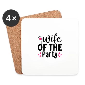 Design wife of party red color - Dessous de verre (lot de 4) - blanc - Devant