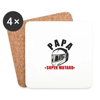 Papa super motard - Dessous de verre (lot de 4) - blanc - Devant