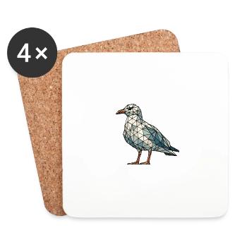 Moin Comic Nordsee Hamburg Polygon Seagull Bird Pier - Coasters (set of 4) - white - Front