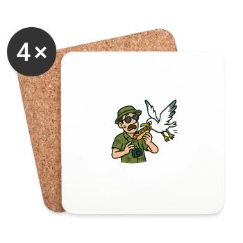 Moin Seagull Tourist Man Bratwurst Hotdog Thief Sausage - Coasters (set of 4) - white - Front
