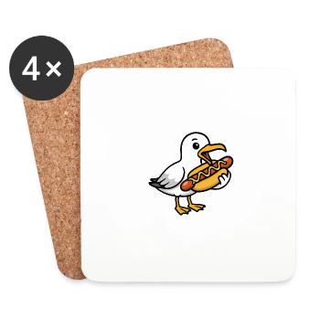 Moin Mer du Nord Seagull Bratwurst Hotdog Food Restauration rapide - Dessous de verre (lot de 4) - blanc - Devant