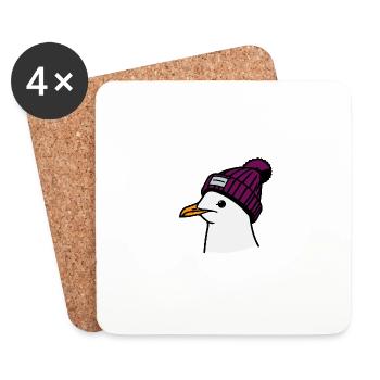 Moin Möwe Beanie Kopf Nordsee Mütze Hamburg lila - Untersetzer (4er-Set) - Weiß - Vorne