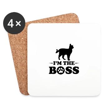 Je suis le patron de cadeau de chat d'amour de chat de patron de chat - Dessous de verre (lot de 4) - blanc - Devant