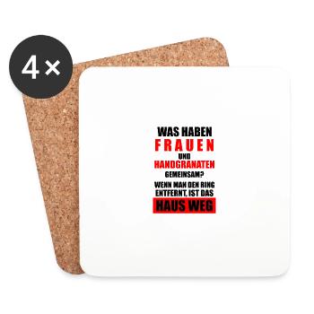 Frauen und Handgranaten Lustige Sprüche Geschenk - Untersetzer (4er-Set) - Weiß - Vorne