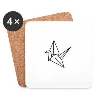Origami Kranich - Untersetzer (4er-Set) - Weiß - Vorne