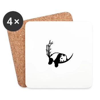 Panda Bambus Chillen - Untersetzer (4er-Set) - Weiß - Vorne