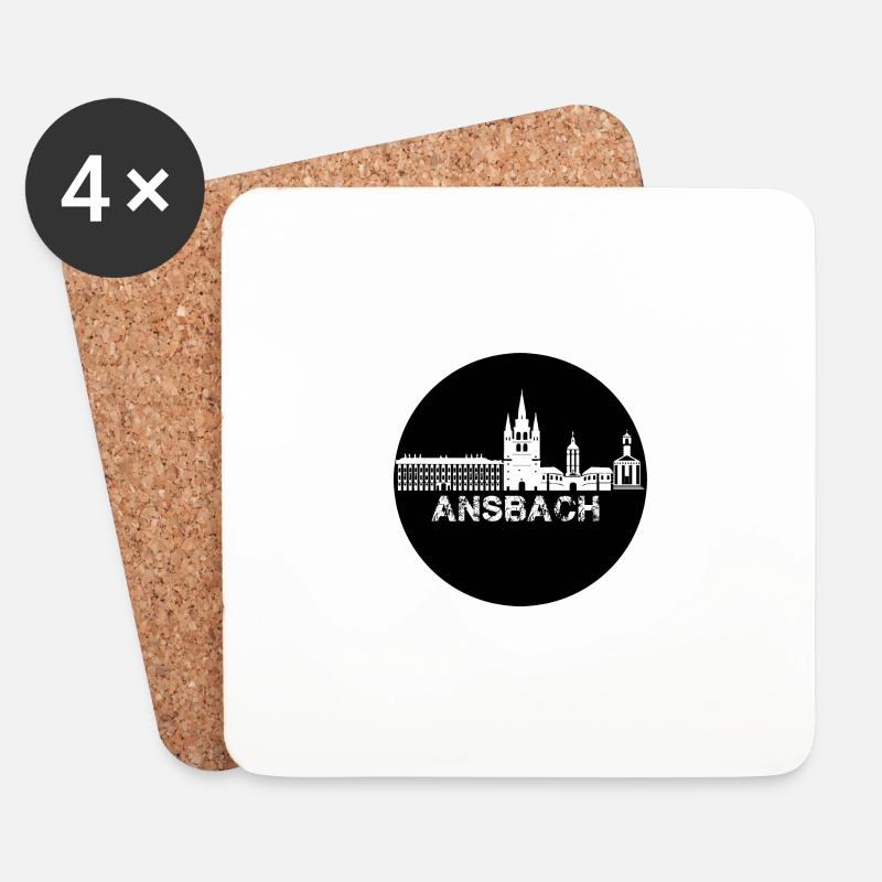 ansbach,skyline,schwarz,kreis - Untersetzer (4er-Set) - Weiß