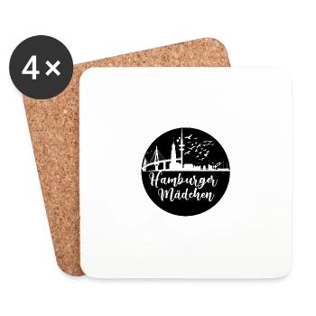 hamburger ,skyline,hamburg, scherenschnitt - Untersetzer (4er-Set) - Weiß - Vorne