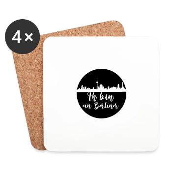 berlin, skyline, kreis, scherenschnitt,berlinerin - Untersetzer (4er-Set) - Weiß - Vorne