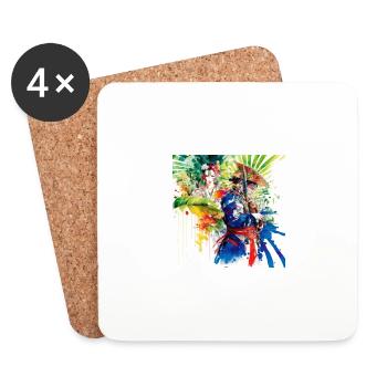 samurai fobidden love - Dessous de verre (lot de 4) - blanc - Devant