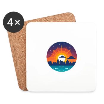Coucher de soleil comique Skyline - Dessous de verre (lot de 4) - blanc - Devant