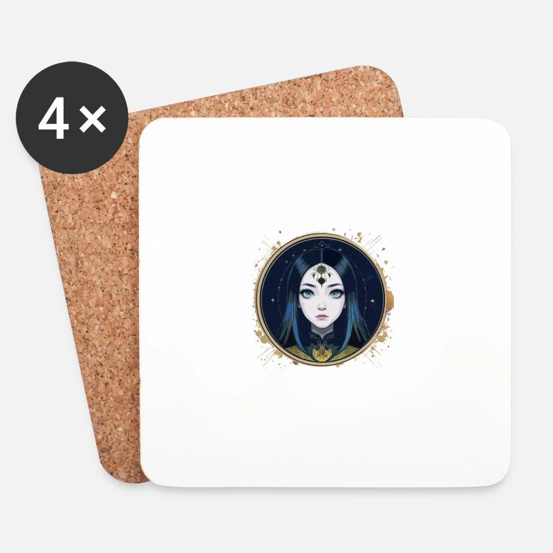 asiatin,blaue augen,emo,gold,gothic,punk - Untersetzer (4er-Set) - Weiß