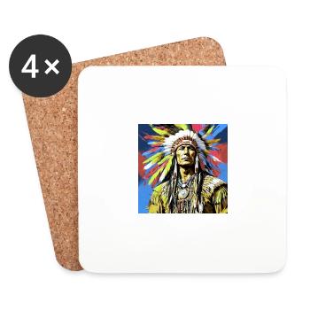 Winnetou,Indian,Illustration,Graffiti,Colorful - Coasters (set of 4) - white - Front