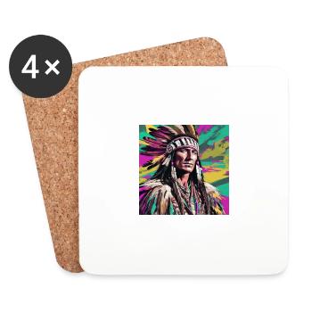 Winnetou,Indian,Illustration,Graffiti,Colorful - Coasters (set of 4) - white - Front