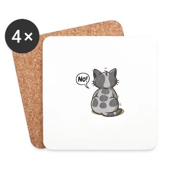 Nein! Katze - Untersetzer (4er-Set) - Weiß - Vorne