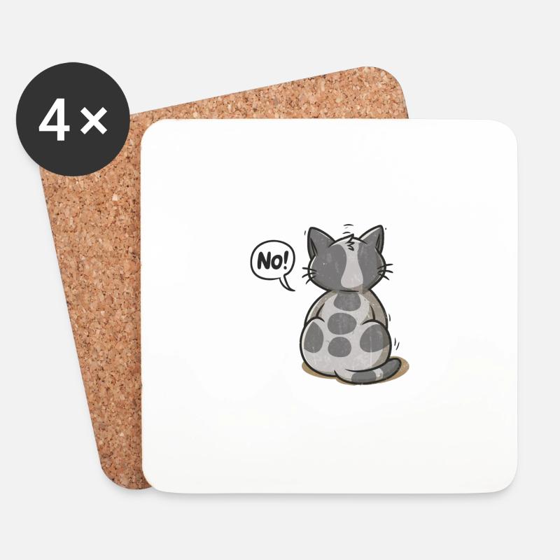 Nein! Katze - Untersetzer (4er-Set) - Weiß