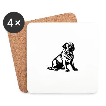 Mops Pug Hund Symbol - Untersetzer (4er-Set) - Weiß - Vorne