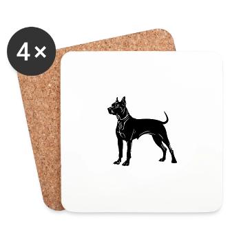 Icône du chien Pit Terrier - Dessous de verre (lot de 4) - blanc - Devant