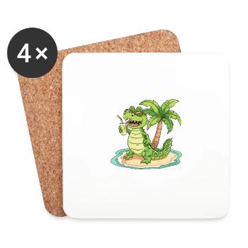 Alligator Summer Beach Comic - Coasters (set of 4) - white - Front
