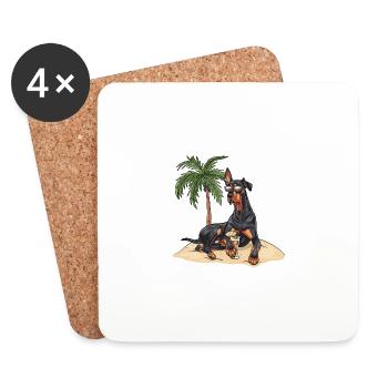 Dobermann Hund Sommer - Untersetzer (4er-Set) - Weiß - Vorne