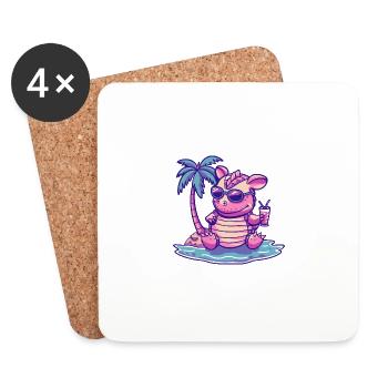 Armadillo Summer Beach Comic - Coasters (set of 4) - white - Front