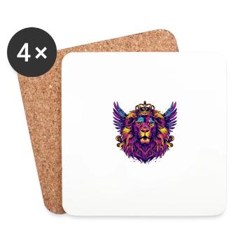 Lion Coat of Arms Portrait Colorful - Coasters (set of 4) - white - Front